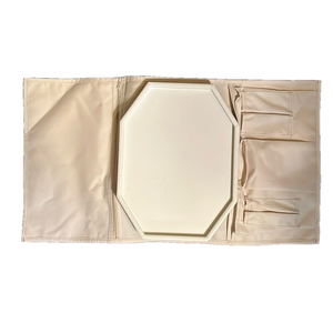 Wooden canvas tray table for sofa arm